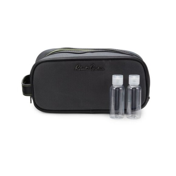 Robert Graham Black Hydrus 3-Piece Travel Bottles & Essentials Toiletry Bag Set - Picture 1 of 13